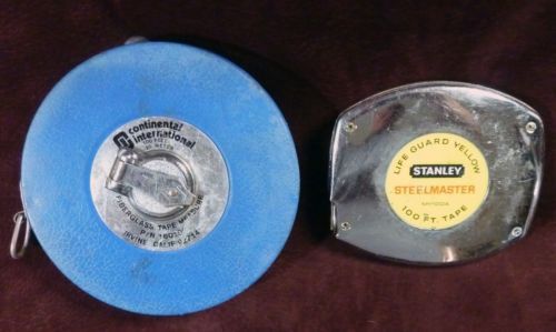 2 Tape Measure 100ft Stanley Steelmaster + Continental Int’l Fiberglass MY100A