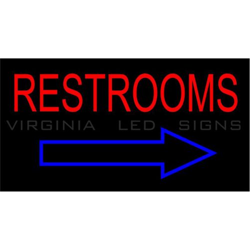 Restrooms led sign neon looking 30&#034;x16&#034; high quality very bright arrow for sale