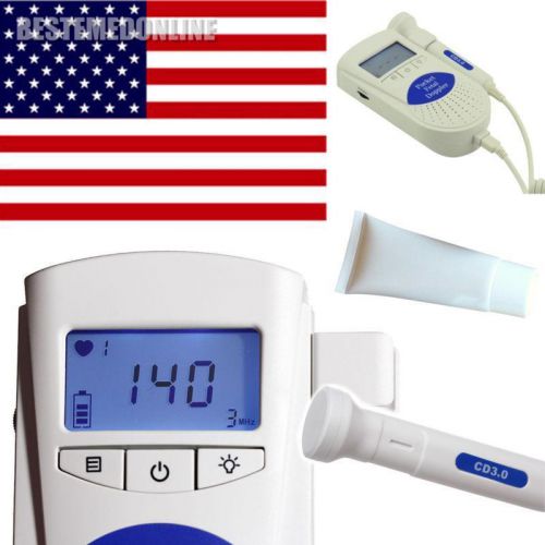 CE FDA US Seller!LCD Hand-held Pocket Fetal Doppler,Baby Heart Beat Monitor +Gel