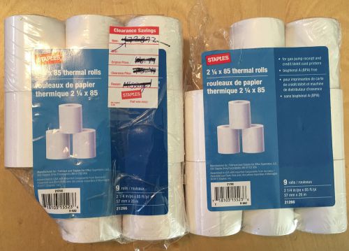 15x Staples Thermal Rolls 2-1/4 x 8