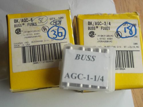 AGC SERIES BUSS - QTY 10 - AGC1-1/4 - QTY 18 - AGC3/4 - QTY 36  - AGC6 NEW