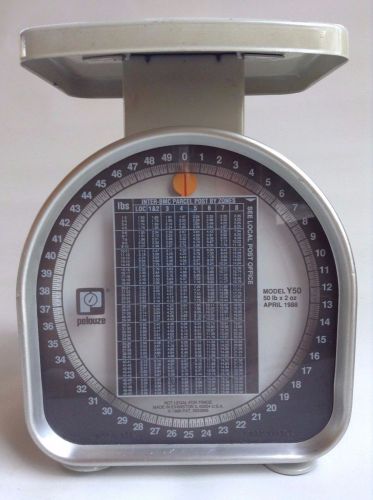 Vintage 1988 PELOUZE Model Y-50 Postal Scale, 50 lb capacity, Evanston, Illinois