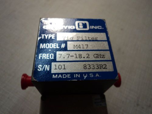 OMNIYIG Microwave Yig Filter Mod.M417 Frequency  7.7GHz to 18.2GHz