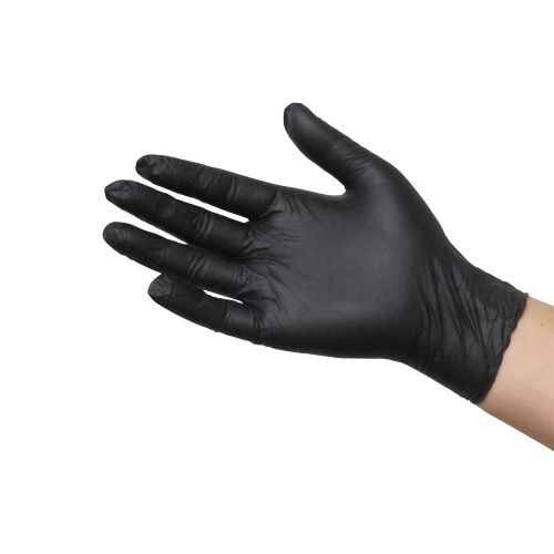 (1000) FirstCare Powder and Latex Free Black Nitrile Examination Gloves Size XL