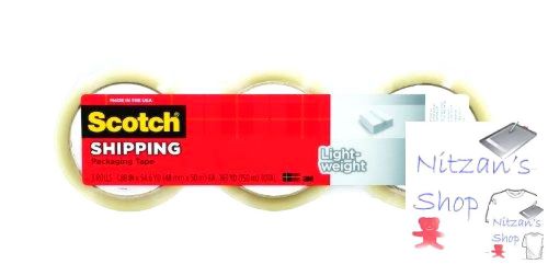 Shipping Packing Tape 6 Rolls 3M Scotch Clear Sealing 1.88&#034; x54.6 Yards per Roll