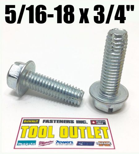 Qty 100  5/16-18 x 3/4&#034; Slotted Hex Bolt Thread Cutting Screw Zinc Plated Type F