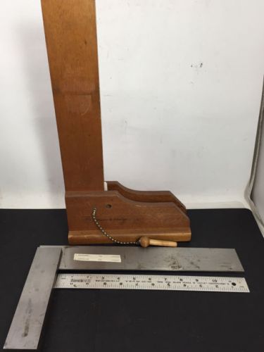 VINTAGE BROWN &amp; SHARPE 12&#034; MACHINIST PRECISION SQUARE, Model 540 Wooden Case, NR