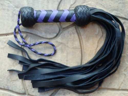 GORGEOUS Leather PURPLE MINI NAPOLEON Flogger - Balanced - HORSE TRAINING TOOL