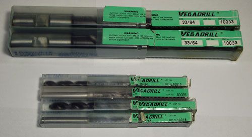Vega coolant through hss drills (15/64, 33/64) for sale