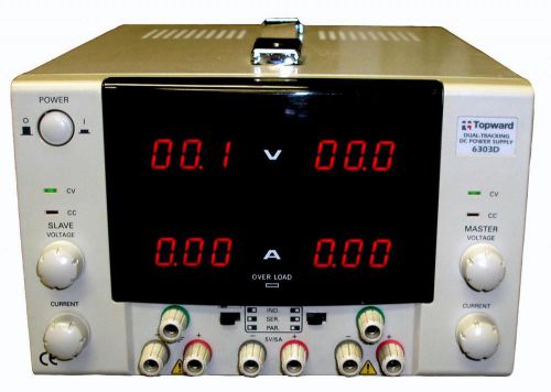 Topward 6303d triple output dc power supply - 0-30v/0-3a, 0-5v/0-5a (x2) for sale