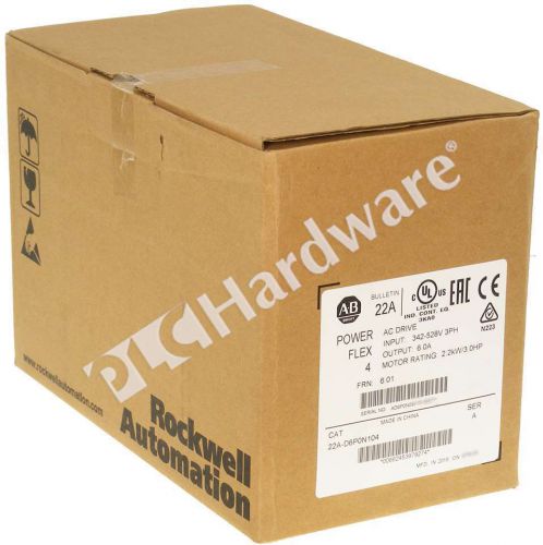 New sealed allen bradley 22a-d6p0n104 /a 2015 powerflex 4 ac drive 3hp 2.2kw 6a for sale