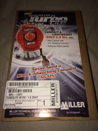 NIB MILLER TURBOLITE PERSONAL FALL LIMITER W17D- 1 &amp; SNAP (MFL-1/6FT) 400 Lbs