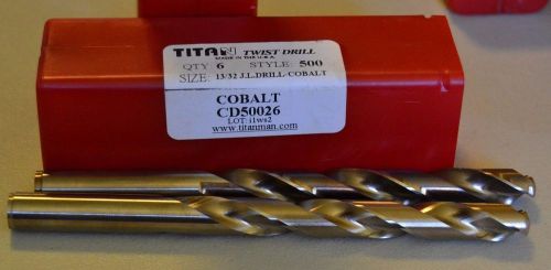 8 titan twist drill cd50026 cobalt 13/32 jobber length drill bits, made in usa for sale