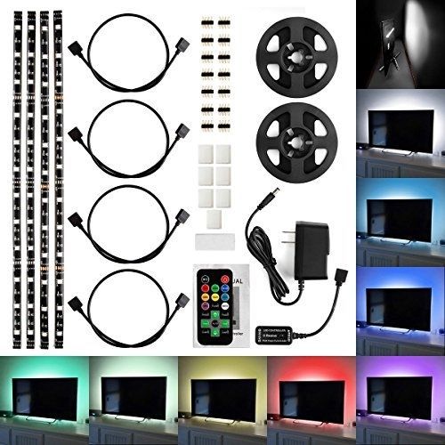 SUPERNIGHT 4 Pre-Cut Multicolor LED Light Strip Kit 1.3Ft RGB Accent LED Tape +