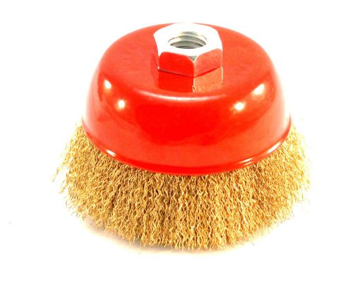 4&#034; x 5/8&#034; arbor fine crimped wire cup wheel brush - for angle grinders for sale