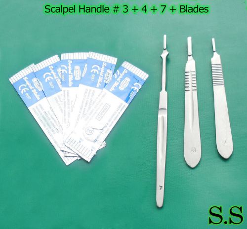 8 SCALPEL HANDLE #3 #4 #7 #3L + 20 SURGICAL BLADES