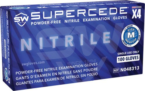Supercede x4 nitrile exam gloves, size medium, box of 100 for sale