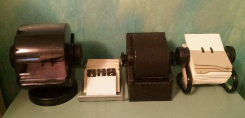 VTG OLD LOT 4 Rolodex Business Card Files Metal Plexiglas Aluminum