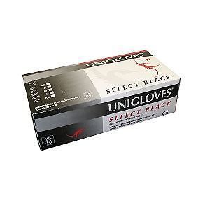 Unigloves Select Powder Free Black Latex Disposable Gloves - Small - Pack Of 100