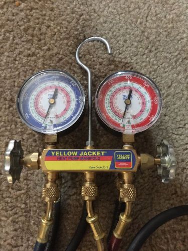 Yellow jacket heat pump manifold refrigerant gauges for sale