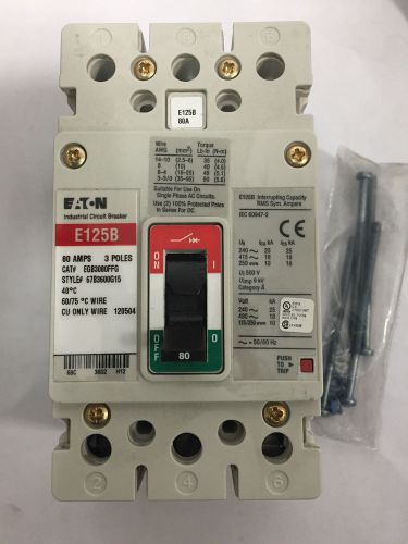 EATON CUTLER HAMMER EGB3080FFG 3 Pole 80 Amp  Breaker