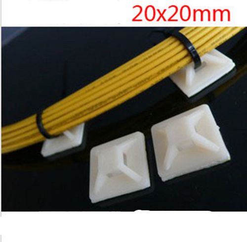 100pcs White Self Adhesive Cable Zip Tie Mount Base Holder Clip Bracket Square