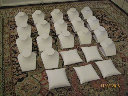 Lot 110 ~ 23 white faux leather pendant jewelry display components for sale