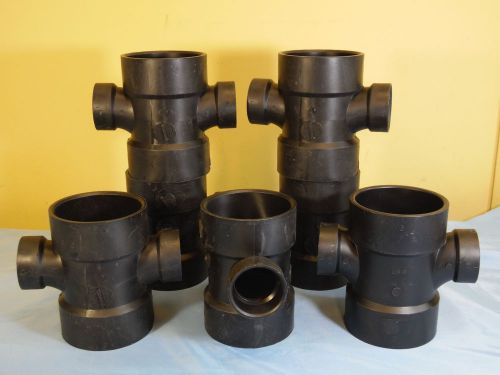 Lot 7 Black ABS 3&#034; x 3&#034; x 1 1/2&#034; x 1 1/2&#034; Cross Plumbing Pipe Fitting