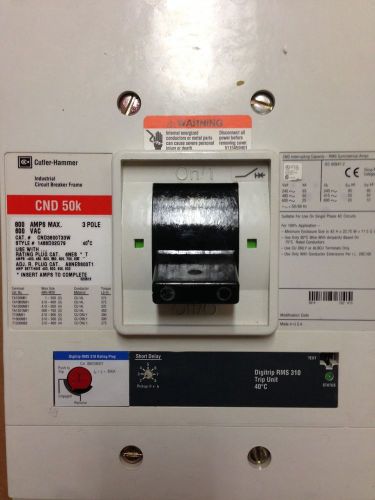 Cutler hammer cnd3800t33n, 800af/800at, 600v, 3 pole, 50k, molded case breaker for sale