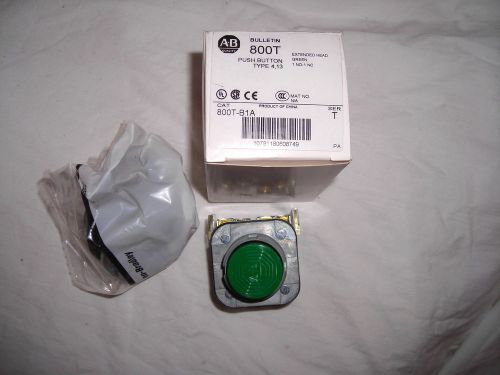 ALLEN BRADLEY 800T-B1A GREEN EXTENDED HEAD PUSH BUTTON 1 NO 1 NC SERIES T NNB