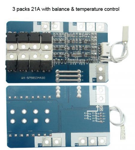 21A  Protection Board for 3 Packs 11.1V 12V Li-ion Li  Battery w/ Balance temp.