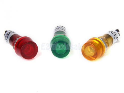 3Pcs Red Yellow Green 12V AC/DC Power Signal Indicator PILOT LIGHT BULB