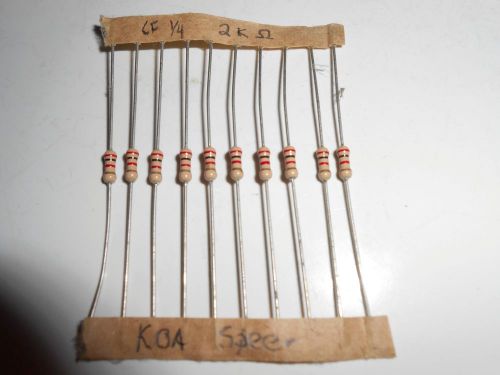 1/4 Watt Carbon Film 2k ohm 10 pieces KOA Speer