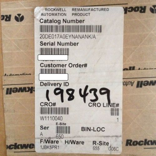 ALLEN BRADLEY  20DE017A0EYNANANK POWERFLEX 700S,600 VAC