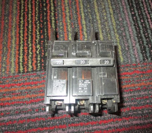 SIEMENS 3-POLE 20 AMP ITE CIRCUIT BREAKER 240 VAC TYPE BQ3B020, GUC