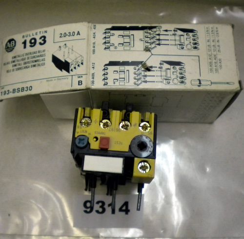 (9314) Allen Bradley Overload Relay 193-BSB30