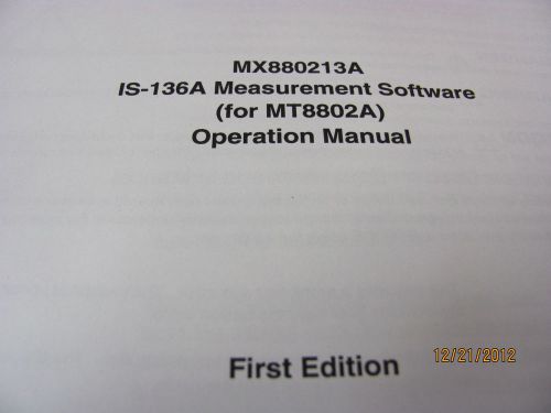 ANRITSU MX880213A IS-136A Measurement Software for MT8802A - Operation Manual