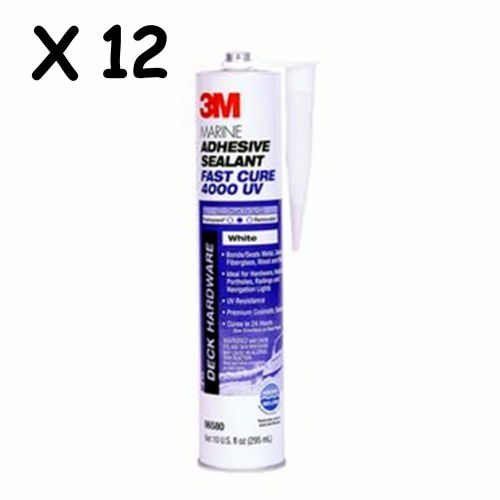 12 - NEW 3M MARINE ADHESIVE SEALANT FAST CURE 4000UV #06580 WHITE MEDIUM STRENGT