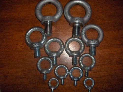 Eyebolts, lot of 12- 2 each, m24,m20,m16,m12,m10,m8 for sale