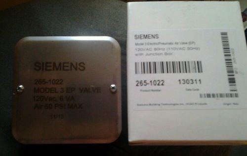 SIEMENS 265-1022* MODEL3 ELECTRIC /PNEUMATIC AIR VALVE(EP)