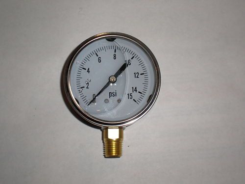 New Hydraulic Liquid Filled Pressure Gauge 0-15 PSI