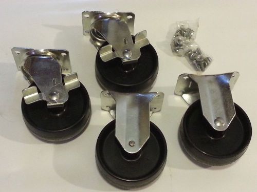 4&#034; Caster set 2 Swivel w brake, 2 Fixed - 5 1/2&#034; overall height