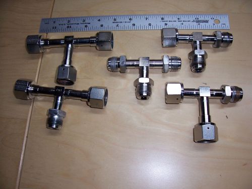 5 assored parker ss 3/4&#034; x  3, 4&#034; stainless tube branch tee union fittings m/f for sale