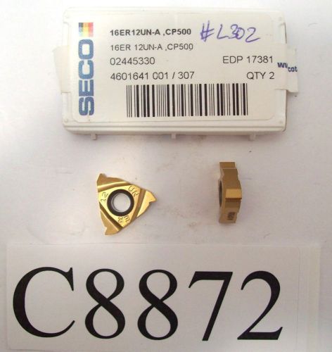 (2) new seco carbide threading inserts 16er 12un-a cp500 lot c8872 for sale