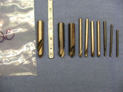 Spotting drills mixed lot of 10 2 flute various sizes hss 5/8&#034; trw twist bit 20 for sale