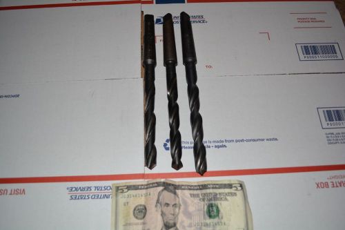 Lot of 3  morse taper m#2 17/32&#034; 33/64&#034; 36/64&#034; drill bit ptd 8&#034; oal  usa for sale