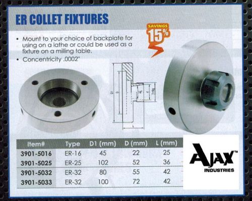 ER32 Collet Fixtures TIR .0002  for Lathe , Mill , Drill