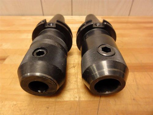 CLEAN (2) CAT40 End Mill Tool Holders, Sandvik 3/4&#034;, Kennametal 1&#034;