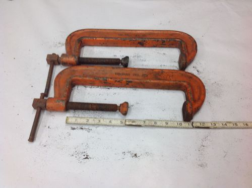 (2) wilton 110  c-clamp short spindle  5&#034; to 10&#034; opening  used orange for sale