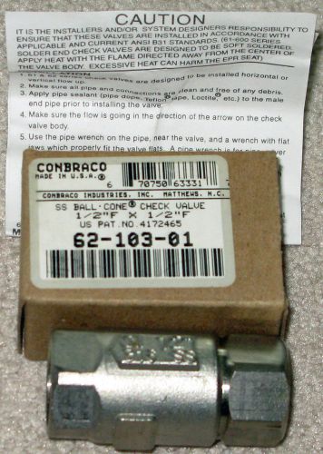 Ball Cone Check Valve Conbraco 1/2  # 62-103-01 NEW  S/S